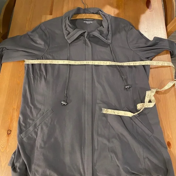 Eileen fisher women sustainable organic cotton funnel neck jacket sz L gray - Picture 5 of 9